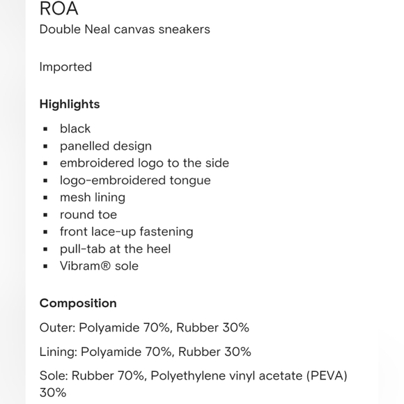 ROA Double Neal canvas sneakers Men's Size EU42 US9 - Picture 11 of 11